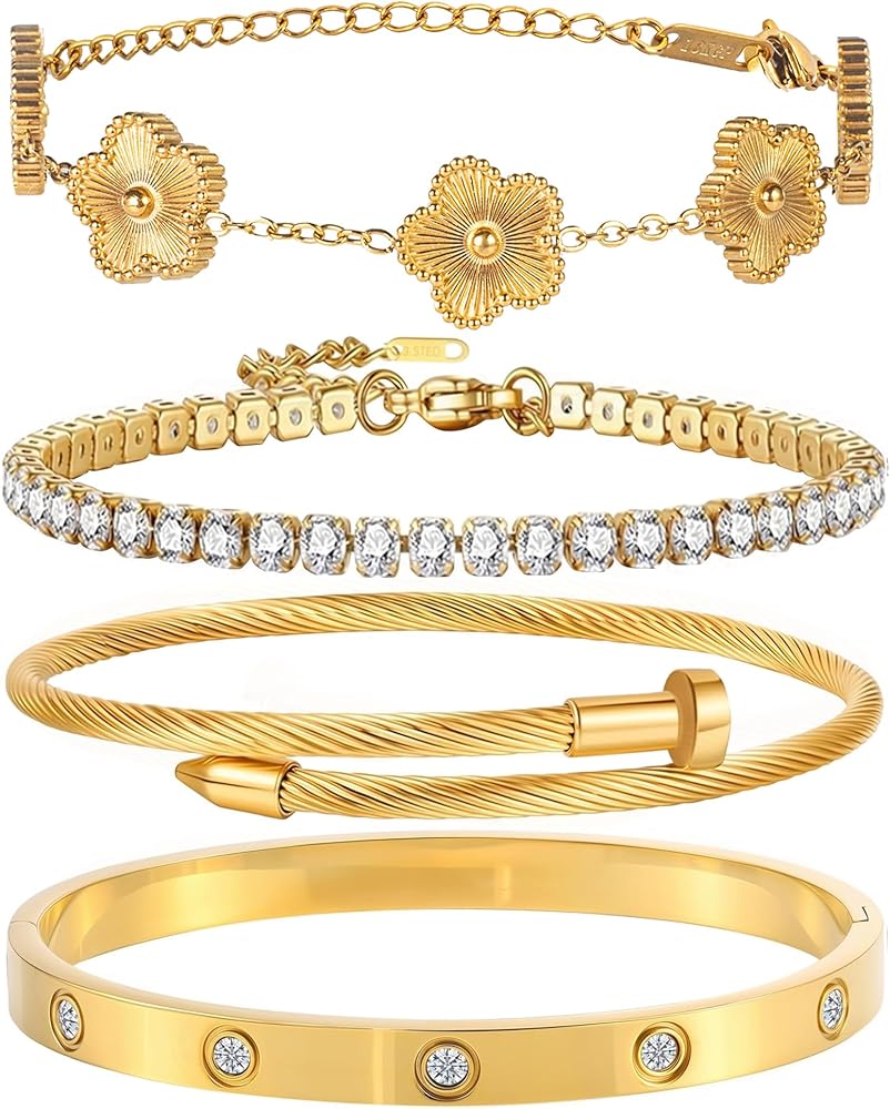 Gold 4-Piece Bracelet Stack Set